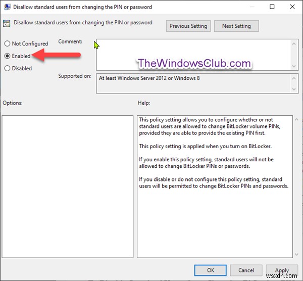 How to disallow Standard Users from Changing BitLocker PIN/Password in Windows 10