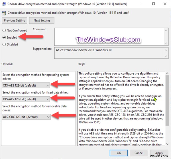 How to change BitLocker Encryption method & Cipher Strength in Windows 10