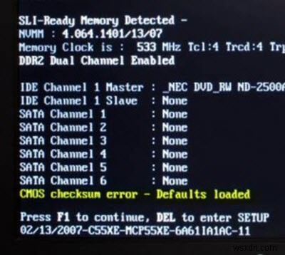 CMOS Checksum Error fix for Windows computers