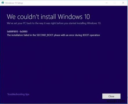 Fix error 0x800F081E – 0x20003 during Windows 10 Upgrade