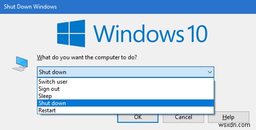 Create a shortcut to open Shut Down Dialog Box (Alt+F4) in Windows 10