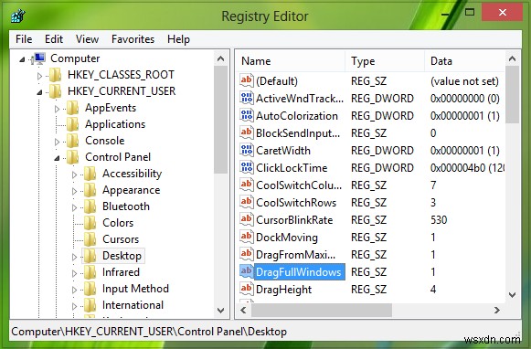 Disable Show window contents while dragging in Windows 10