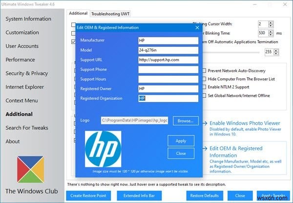 How to change the Registered Owner & Organization Info in Windows 10