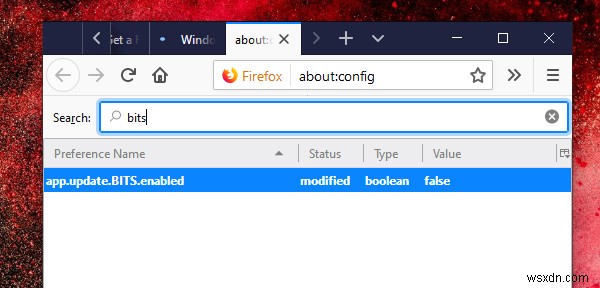 Block Firefox from using Windows BITS Service to download updates