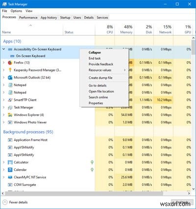 Onscreen keyboard becomes transparent or completely white in Windows 10