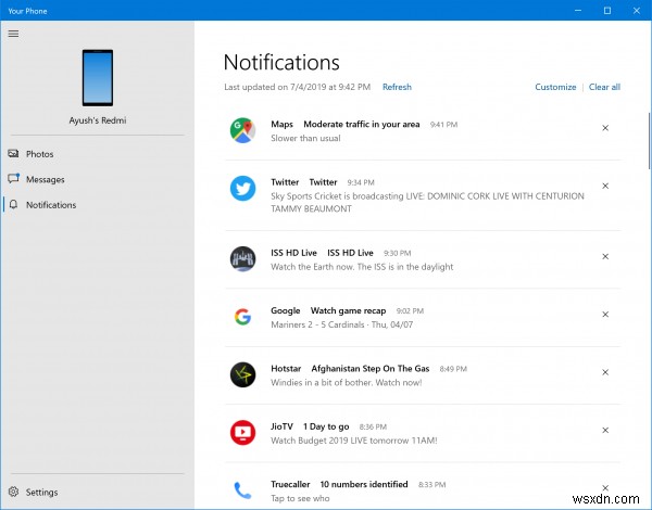 Your Phone app Notifications are not syncing or working