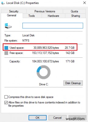 Hard drive showing wrong free space in Windows 10