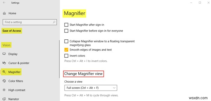 How to use Ease Of Access settings in Windows 10