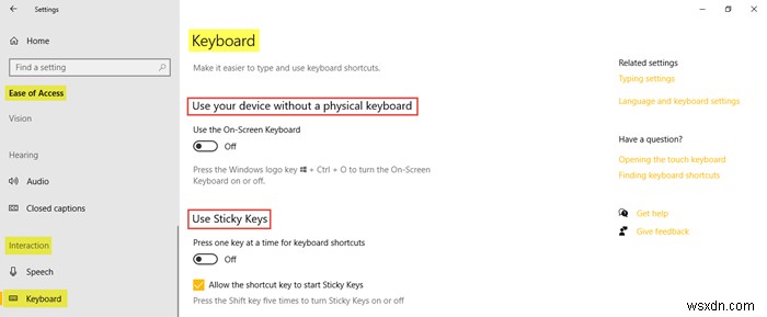 How to use Ease Of Access settings in Windows 10