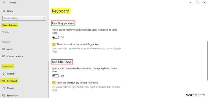 How to use Ease Of Access settings in Windows 10