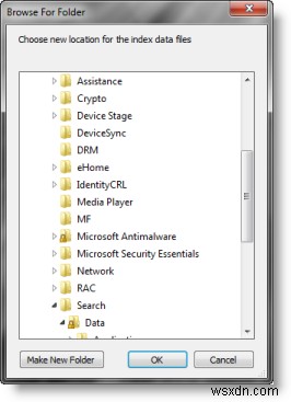 How to change the location of Search Index in Windows 10