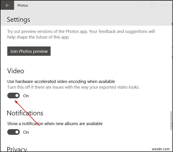 Export or Share function not working in Windows 10 Photos app