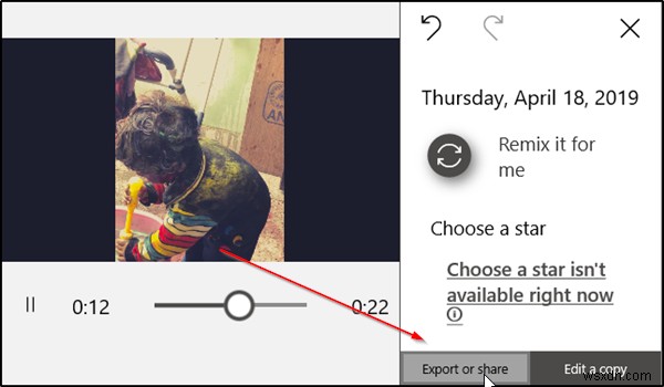 Export or Share function not working in Windows 10 Photos app