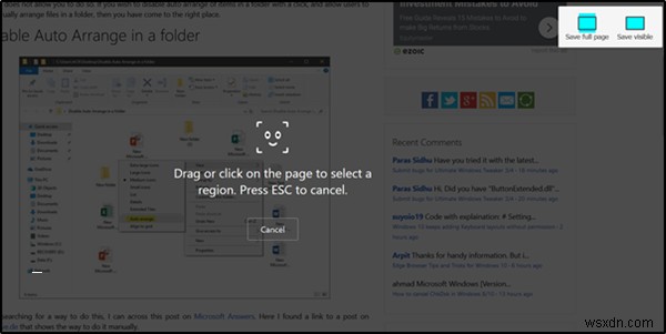 How to take full webpage screenshot in Chrome & Firefox