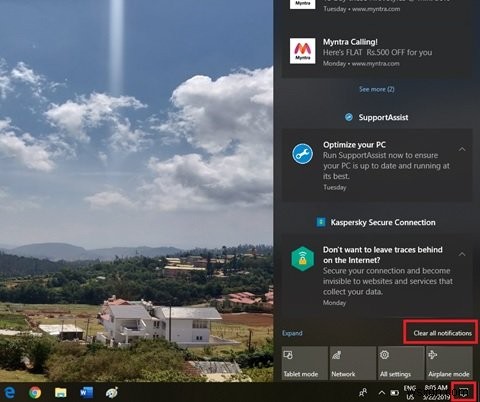 How to delete old notifications in Action Center on Windows 10
