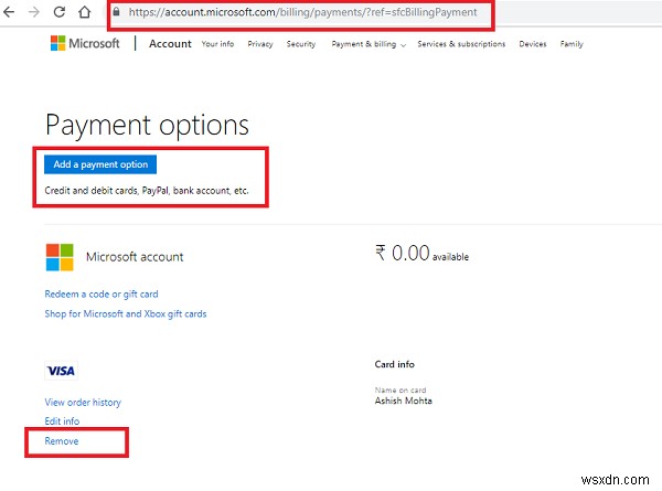 Microsoft Store payment failed errors, problems and  issues