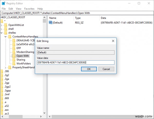Open With Context Menu item missing in Windows 10