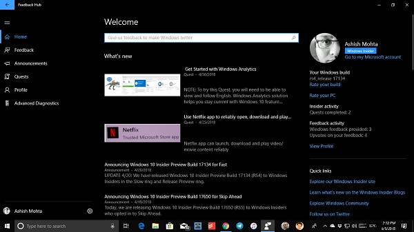 How to send feedback or complain about Windows 10 to Microsoft