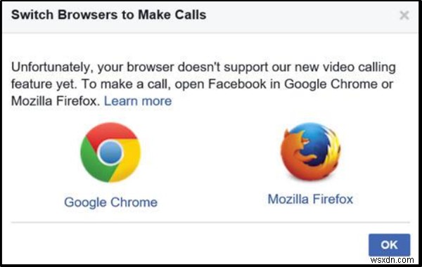 Facebook Messenger Voice and Video calls not working with on new Edge
