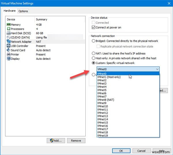 VMware Bridged network not working or detecting in Windows 10
