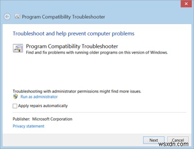 Program Compatibility Troubleshooter in Windows 11/10