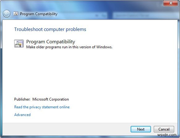 Program Compatibility Troubleshooter in Windows 11/10