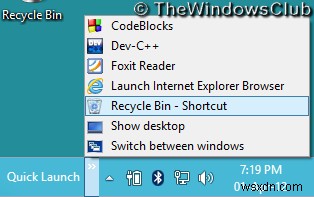 How to pin Recycle Bin to Taskbar in Windows 10