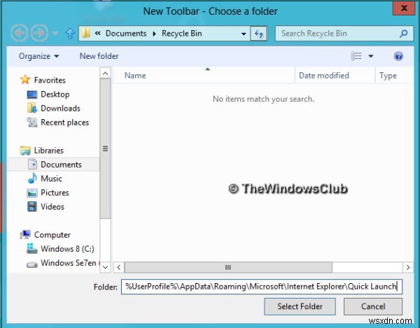 How to pin Recycle Bin to Taskbar in Windows 10
