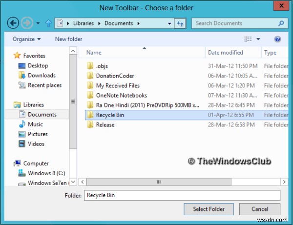 How to pin Recycle Bin to Taskbar in Windows 10
