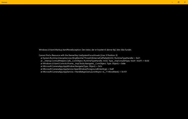 Windows.UI.Xaml.Markup.XamlParseException UWP app error on Windows 10