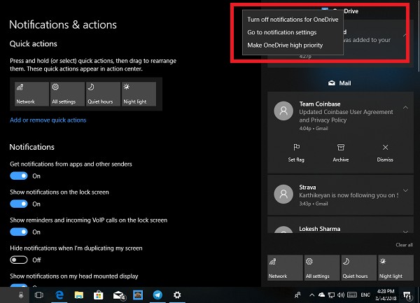 How to customize Notifications and Action Center on Windows 10