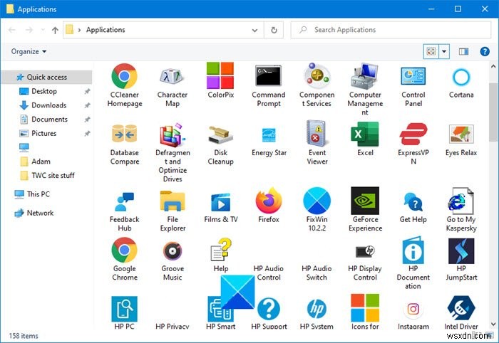 Access and Launch Applications folder using a Desktop shortcut in Windows 10