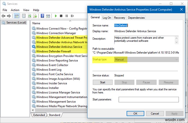 Fix Windows Defender error code 0x80073afc