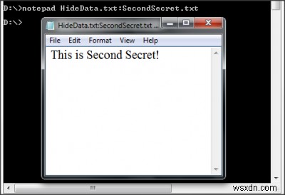 Hide data in a secret Notepad text file compartment of Windows 10