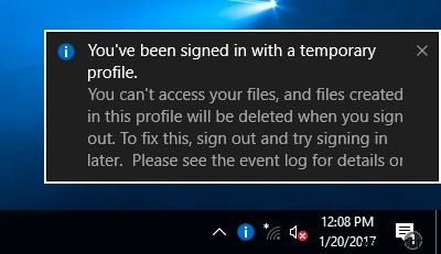 We can’t sign into your account message in Windows 10