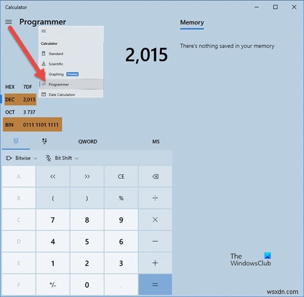 How to use Windows 10 Calculator to convert Decimal to Binary