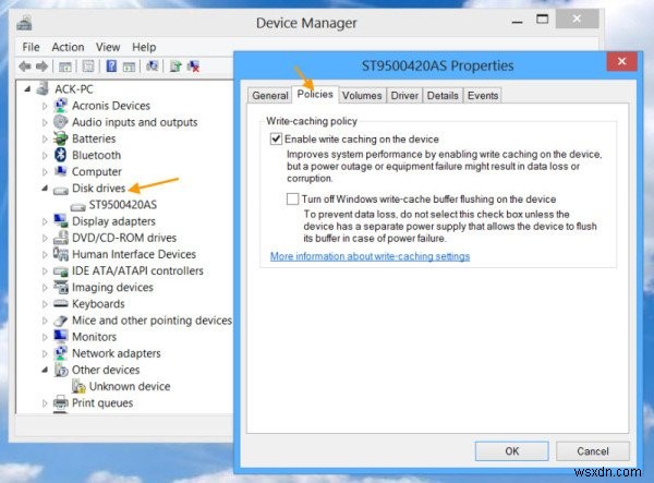 Enable or Disable Disk Write Caching in Windows 10