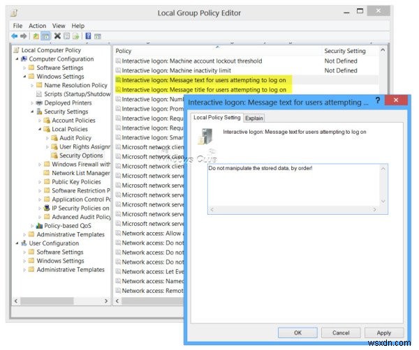 Display custom legal notices & startup messages in Windows 10