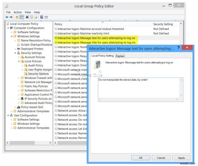 Display custom legal notices & startup messages in Windows 10