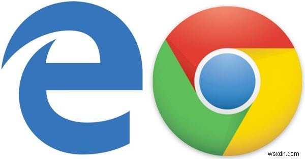 Comparison of Google Chrome with Microsoft Edge on Windows 10