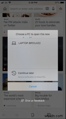 How to send web page URL from your Phone to Windows 10