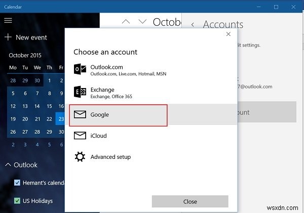 How to sync Google Calendar with Windows Mail App