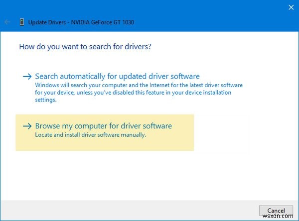 The INF file you selected does not support this method of installation error in Windows 10/8/7