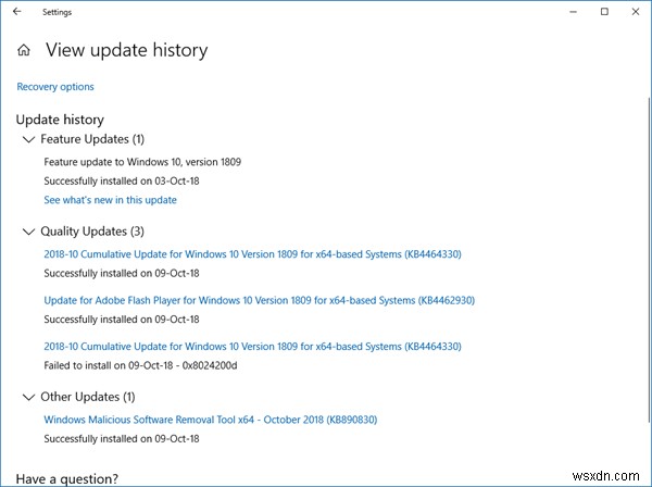 Can you trust View Update History in Windows Settings?
