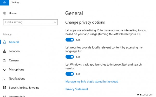 How to enable or disable App Launch Tracking in Windows 10
