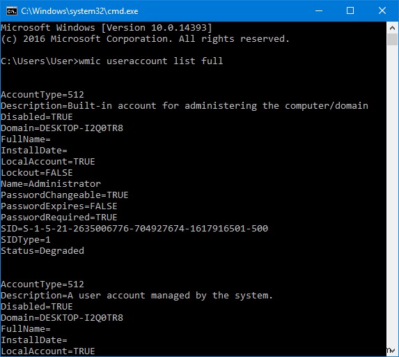 How to obtain List, Settings & Details of all User Accounts in Windows