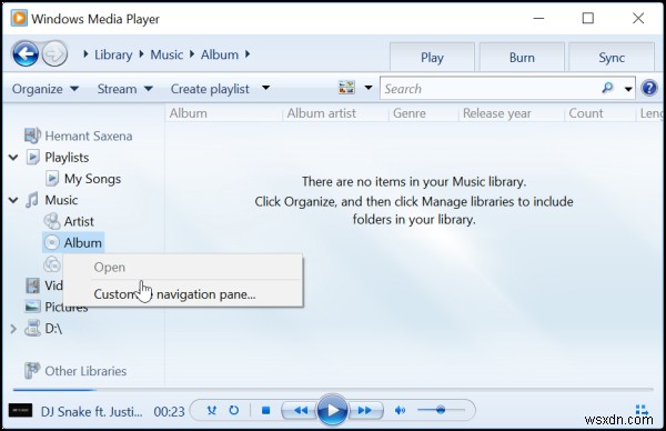 Windows Media Player showing no or wrong Album information