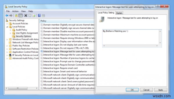 Create a Logon message for Users using Group Policy in Windows 10