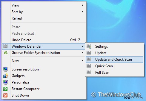 How to add Windows Defender features to Context Menu in Windows 10