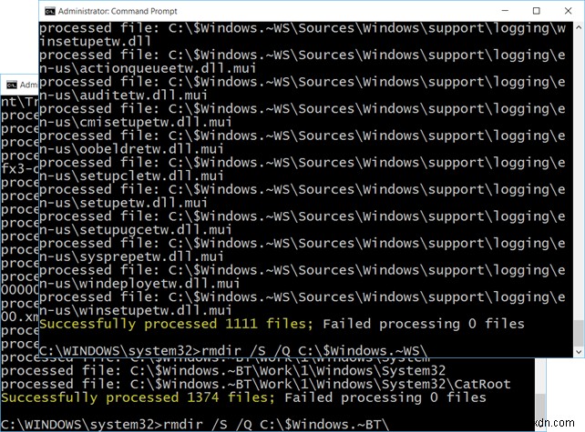 Can I delete $Windows.~BT & $Windows.~WS folders after Windows 10 upgrade?